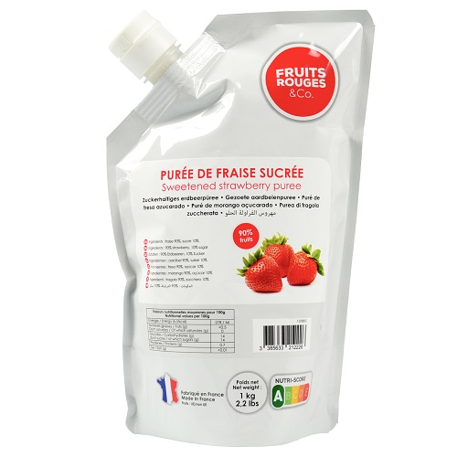 Fruits Rouge Strawberry Puree 10% Sugar - 1kg